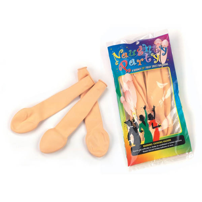 Naughty Party Penis Balloons - Flesh 8 Pack